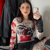 Mesh See Through Bodycon Blouse